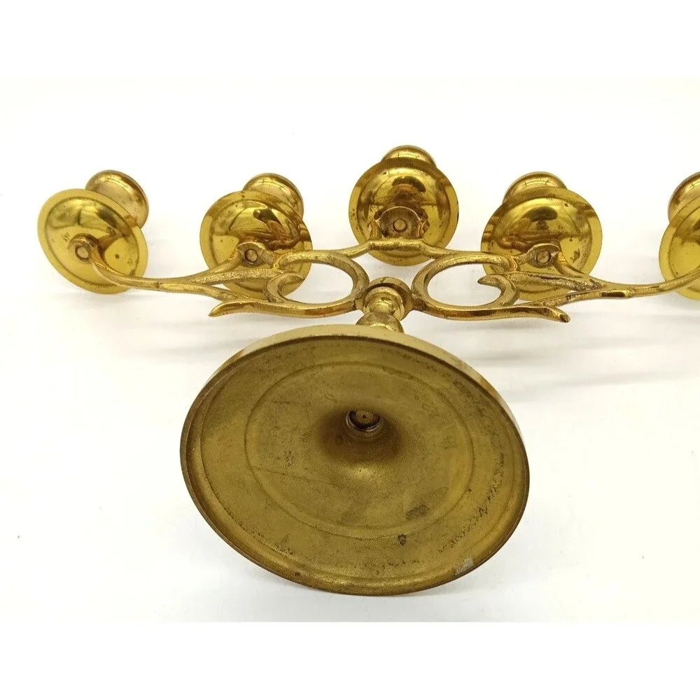Vintage Brass 5 Arm Ornate Victorian Candelabra Japan 9X12.5
